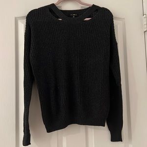 Grey sweater with neck line detailing